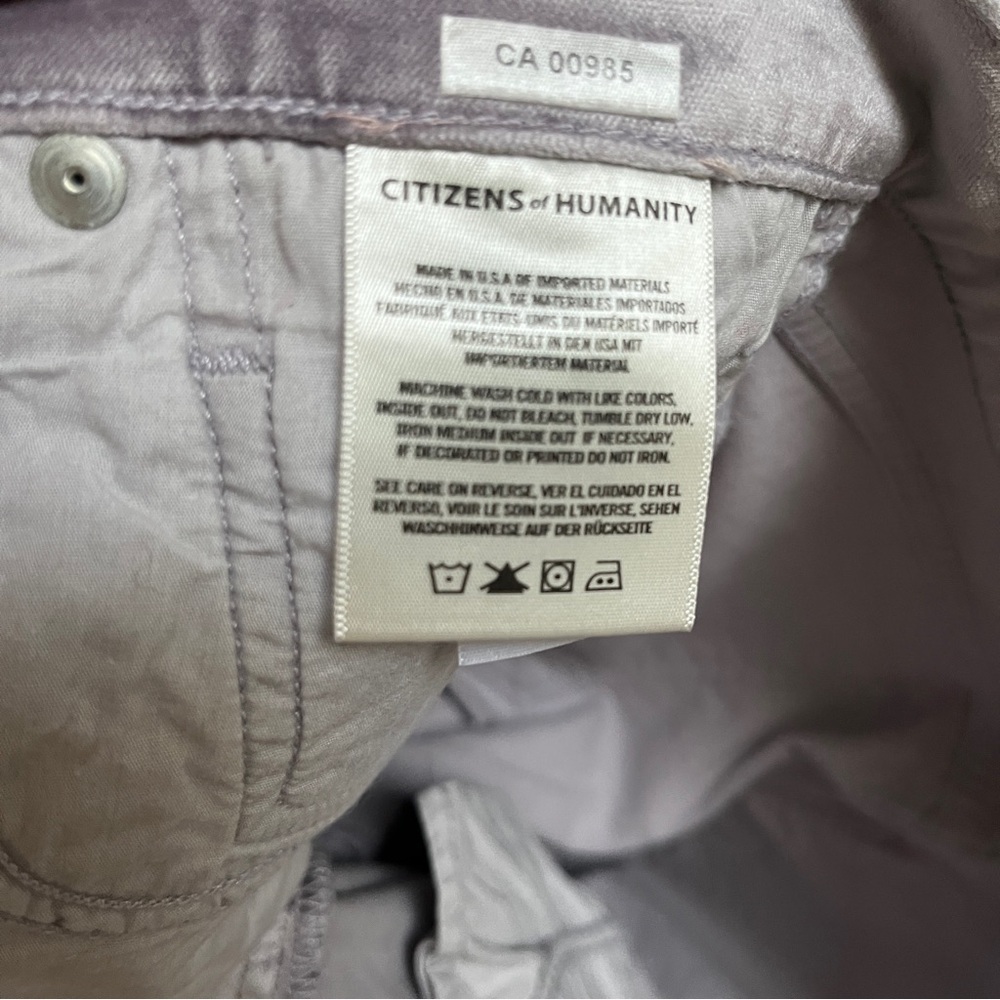 Citizens of Humanity Harlow ankle High rise slim velvet purple pants Sz 29 - Picture 8 of 14